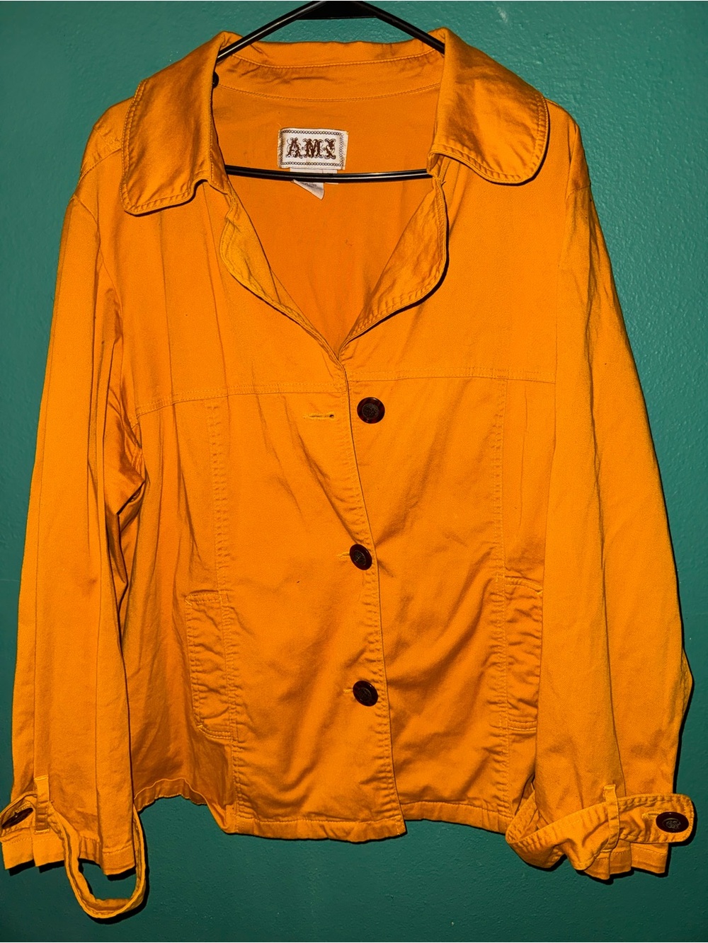 Ami Bright Yellow Cotton Button Jacket